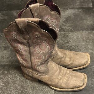 Ariat Tan Embroidered Heeled Boots
